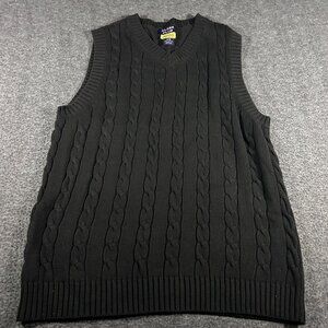 Vintage Class Club Sweater Vest Youth XL Womens XS Black Knit Pullover Black NWT